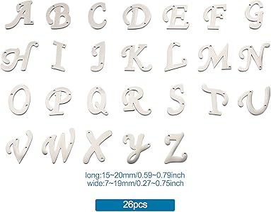 Amazon.com: FASHEWELRY 26Pcs Metal Letter A-Z Charm Links
